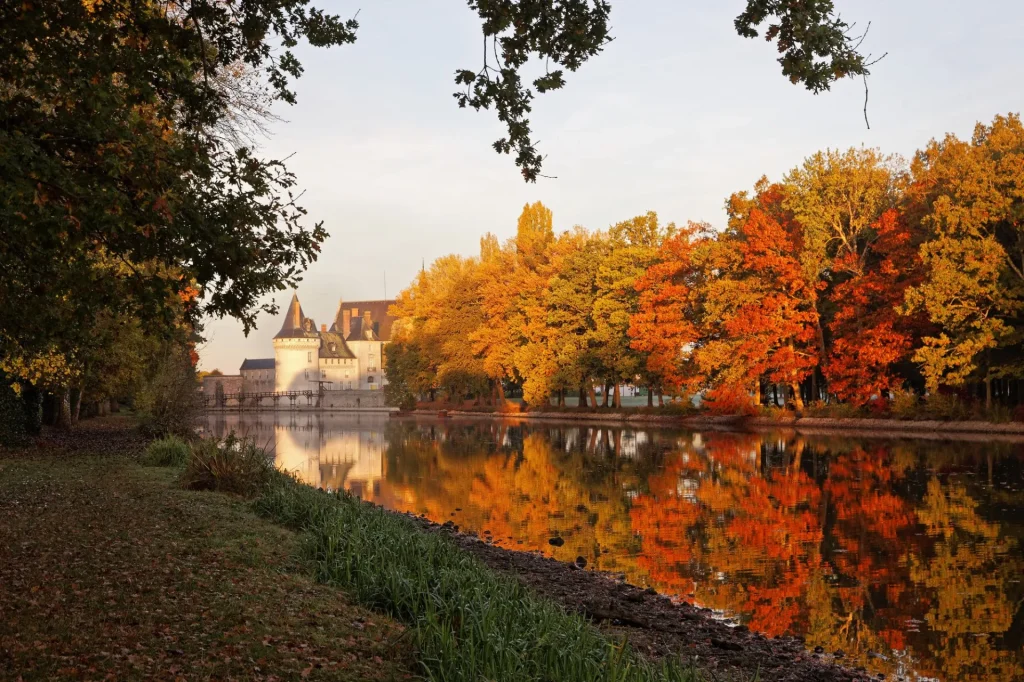 Feuillage d'automne devant le chateau de Sully-sur-Loire