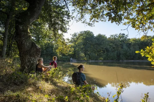 3 jeunes femmes au bord de l'étang